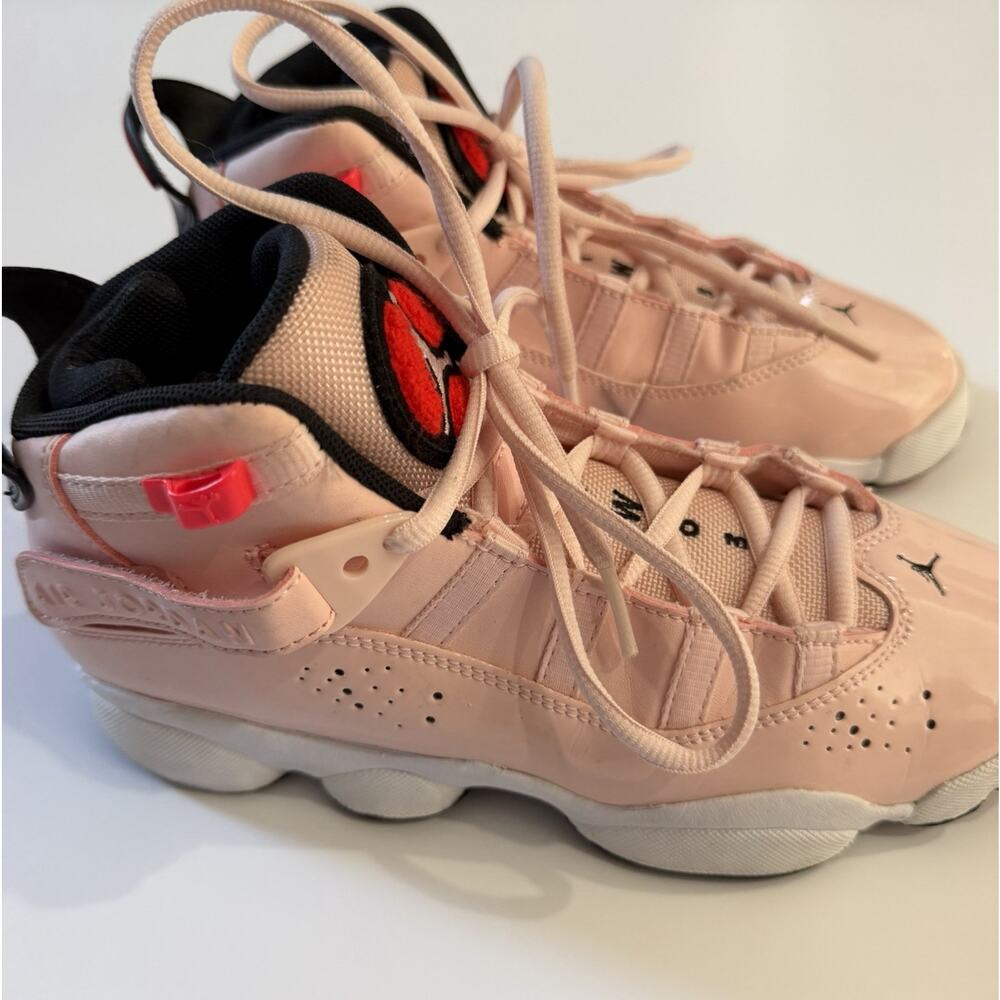 Nike Girls Air Jordan 6 Rings 323419-602 Pink Black Youth 5Y (Women’s 6.5) Bball - Picture 2 of 6